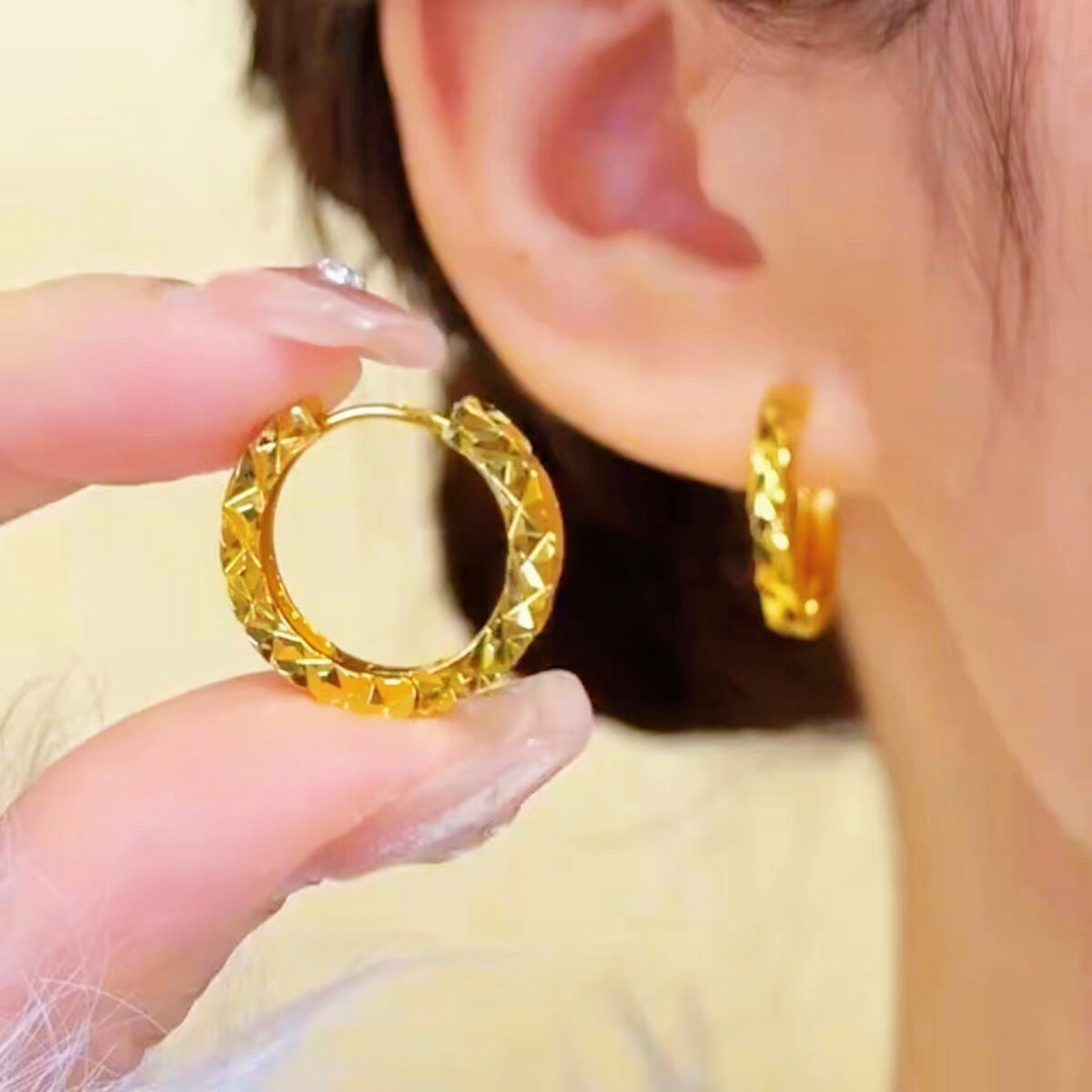 Photography Yellow - Pendientes de Aro con Diseño de
